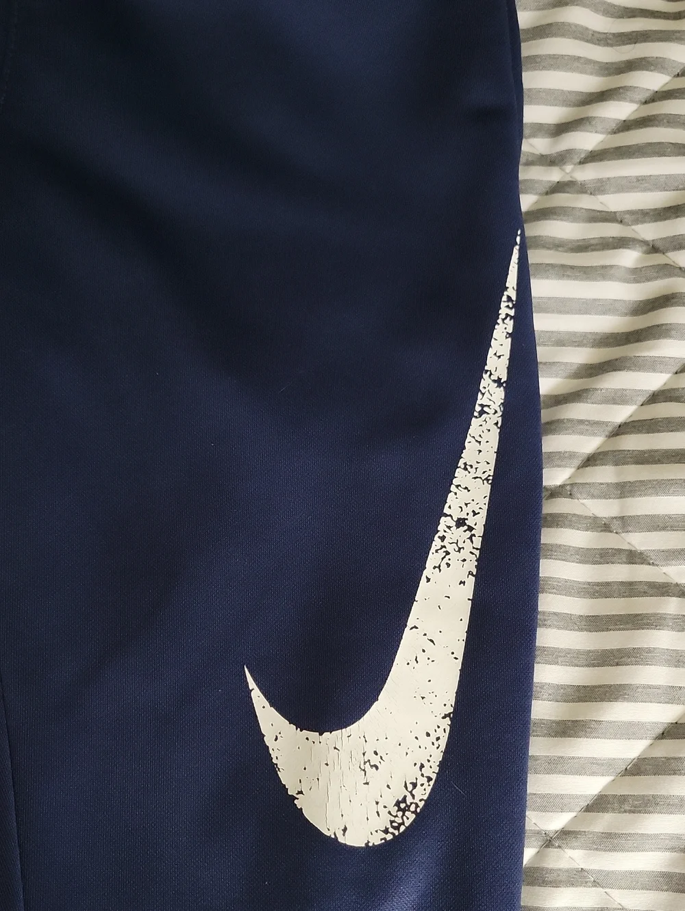 Nike Kids Dark Blue Sweatpants with Distressed White Swoosh